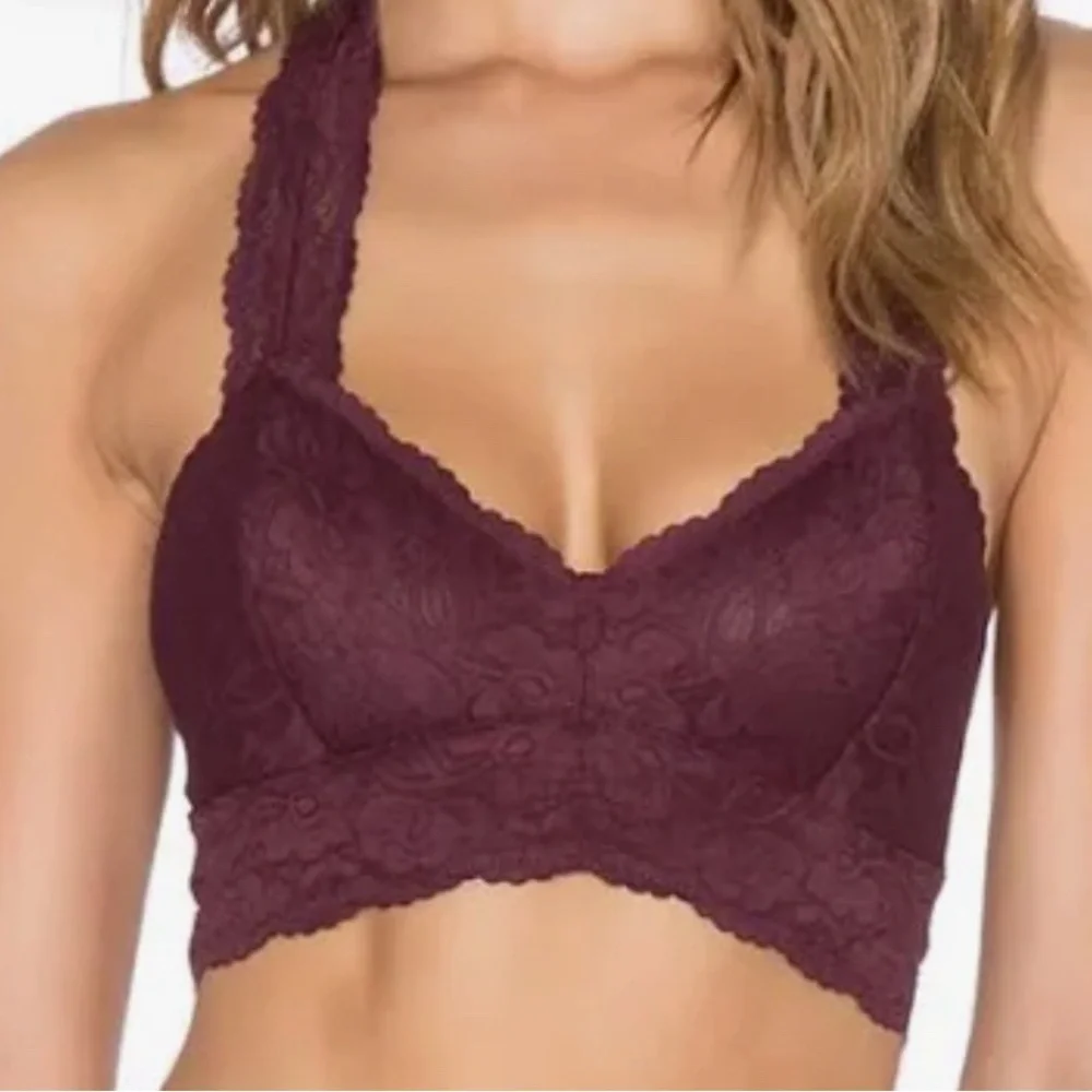 Free People Lace Halter Bralette - Rich Burgundy plumberry race back
